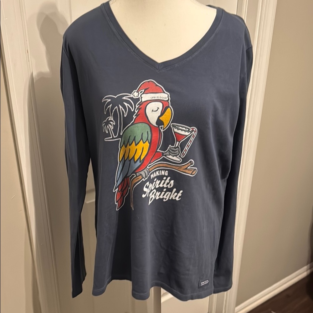 NWT, Life Is Good, Parrot Graphic Long Sleeve Shirt